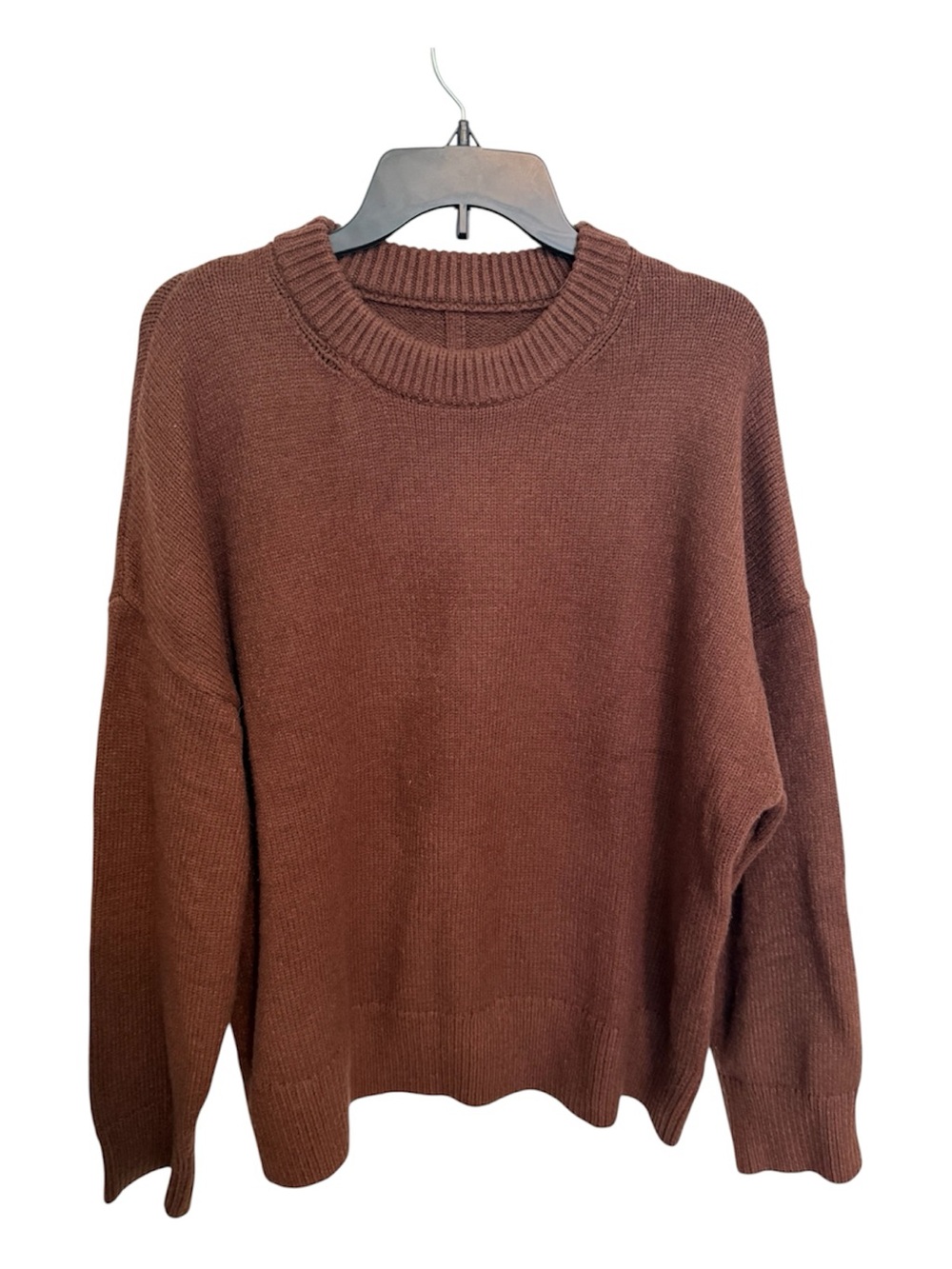 Everyday Ribbed Crewneck Sweater in Chocolate Brown